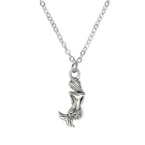 Mermaid Charm Necklace Silver Mermaid‎ Charm Pendant Necklace